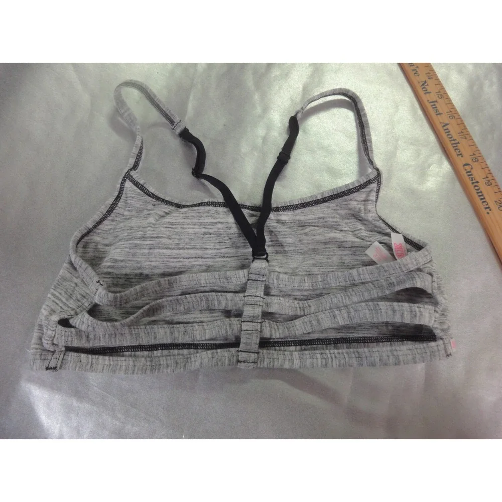 PINK Victorias Secret small wireless bralette strappy‎ back gray T-back